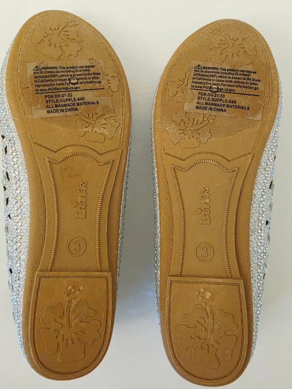 Link Comfort Girls Size 3 Rhinestone Sparkly Slip-On Dress Shoes Flats NWOB